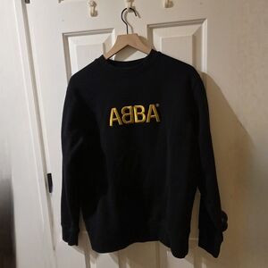 Black Sweatshirt with Yellow Logo - Crewneck Sweater